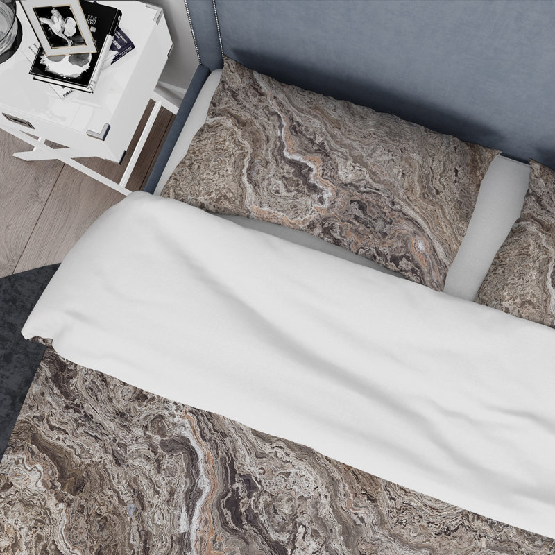 Ensemble de housse de couette designart onyx travertin tile, Housse de couette grand + 2 taies décoratives