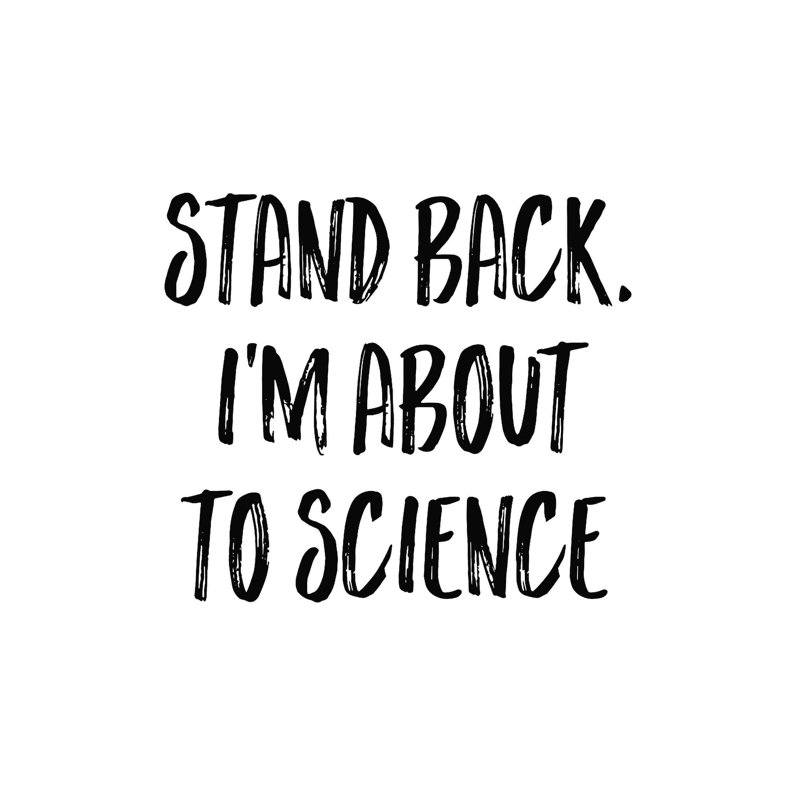 «About the Science», art textuel sur toile tendue, H 12 po x l 12 po