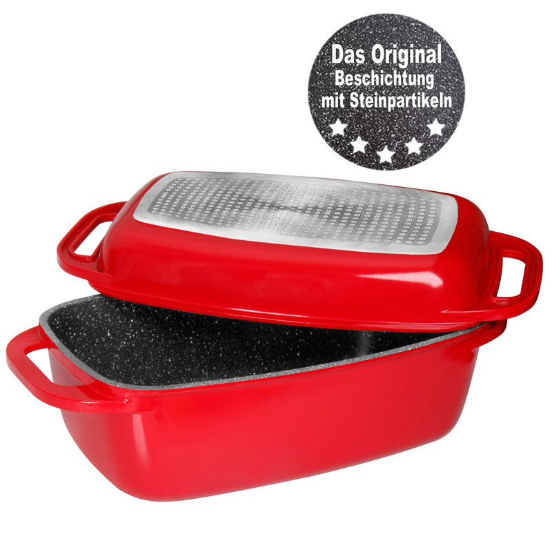 Bella Cucina Aluminum Rectangle Dutch Oven, 8.3L, Red