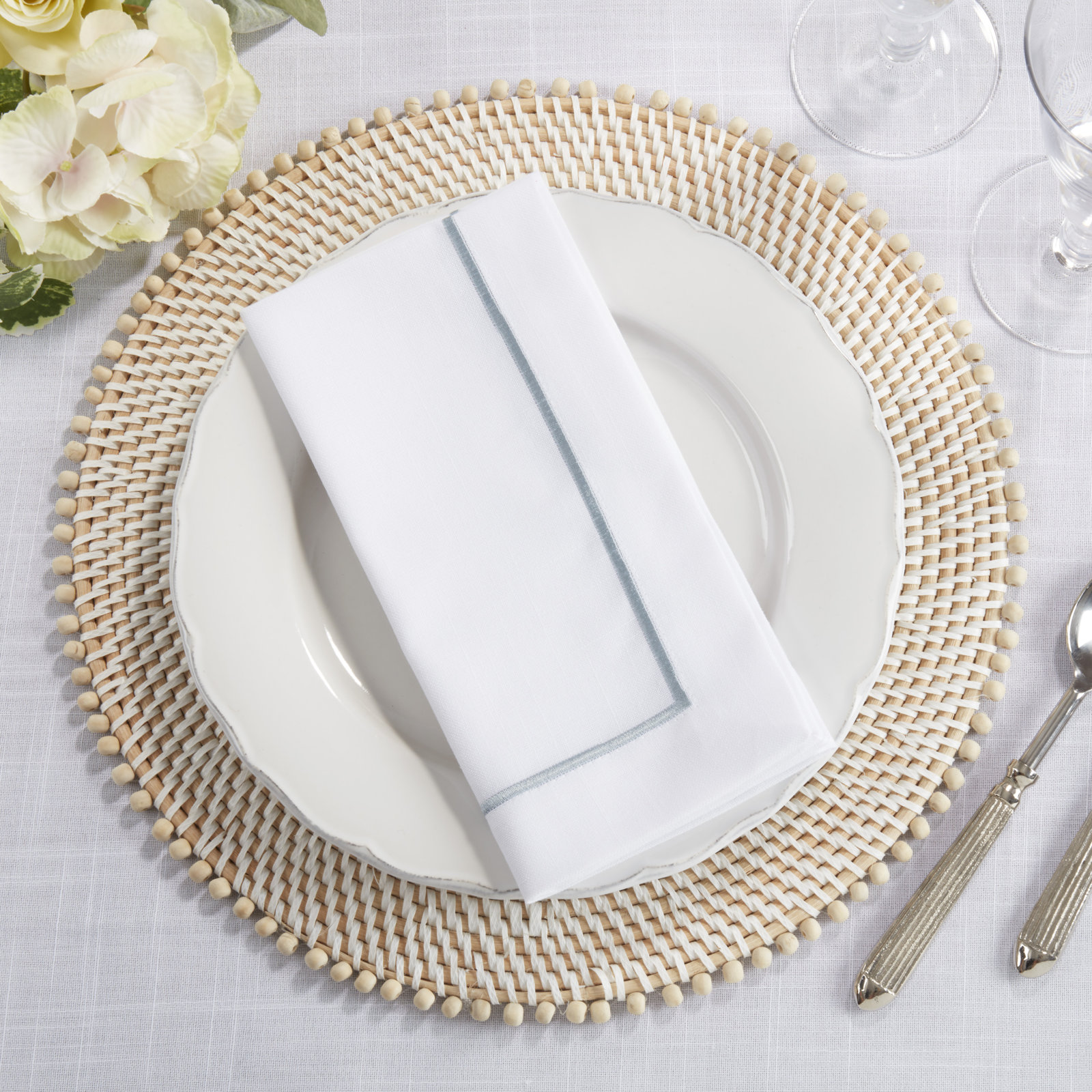 Odelle Polyester No Pattern Napkin, Platinum