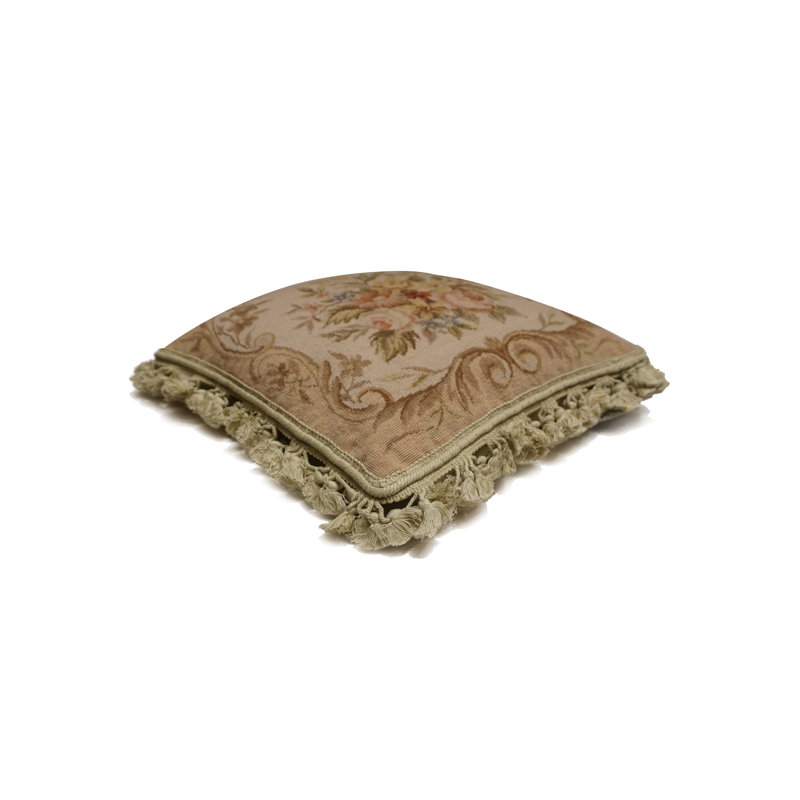 Needlepoint Square Pillow Cover & Insert, Square 16", Brown Floral 5