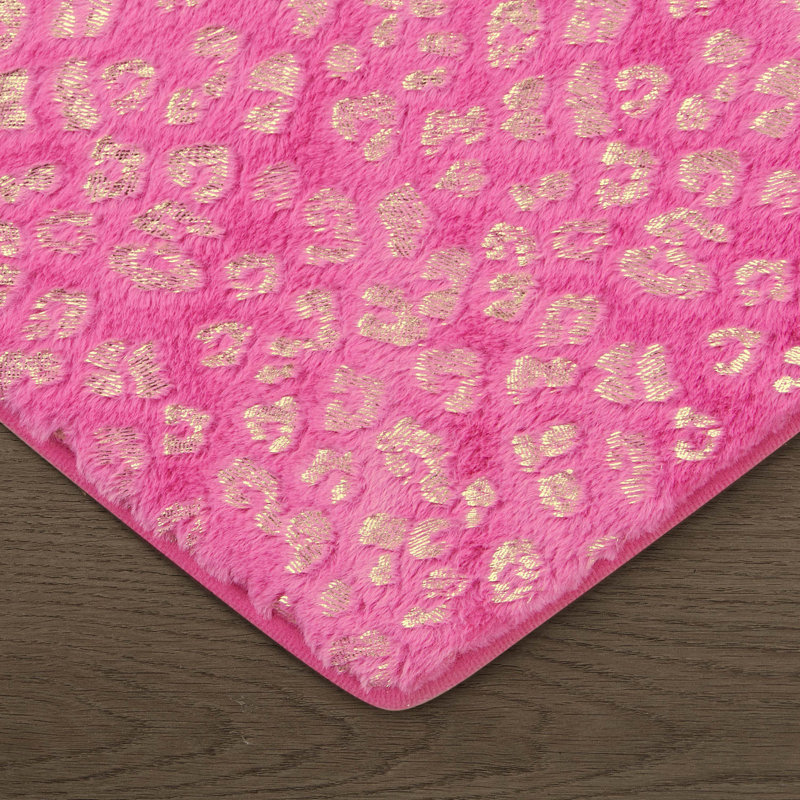 Juicy Couture Metallic Leopard Plush Rugs, 3' Heart, Hot Pink