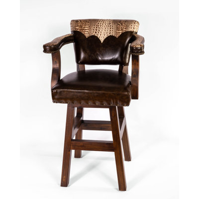 Swivel Upholstered Counter Stool with Solid Wood Frame