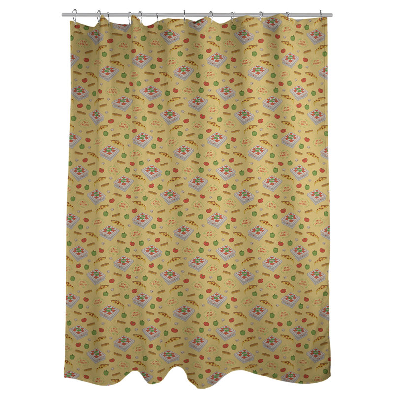 Rideau de douche simple à pizza katelyn elizabeth classic, Jaune clair / blanc