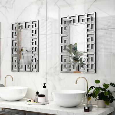 Glausen Rectangle Wall Mounted Accent Mirror in Silver