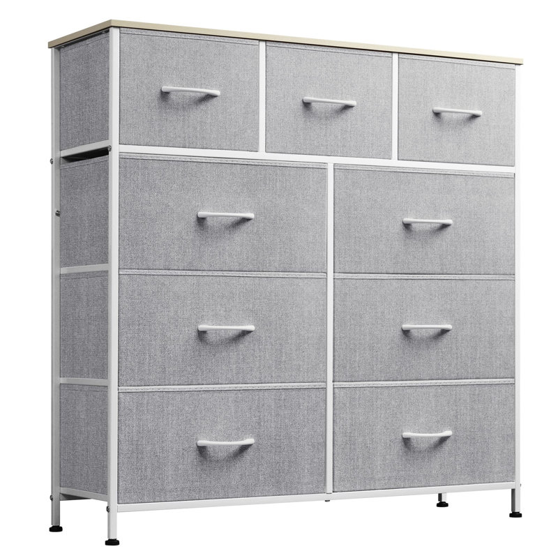 Reinardo  39.4" W 9-Drawer Dresser For Bedrrom With Wooden, Tall Storage Tower With Steel Frame, TV Stand Dresser for Living Room, Entryway