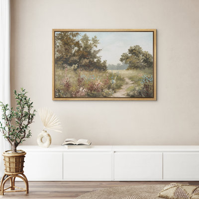 «Green Serene Landscape Country Decor», impression sur toile encadrée