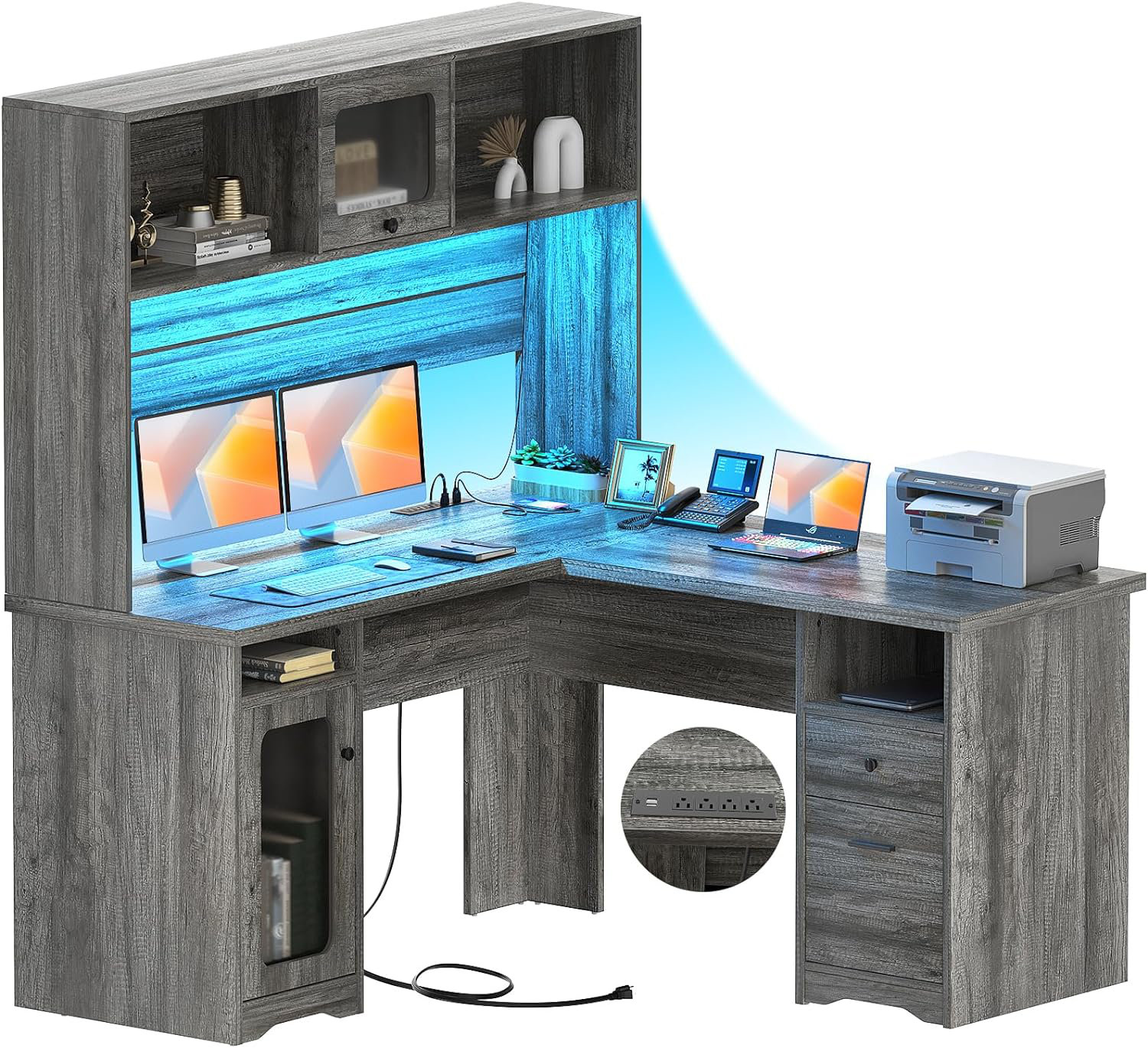 Vello L Shaped Desk with Drawers