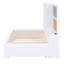 Lit de jour simple avec ports, tableau noir et rangement - Construction en bois blanc
