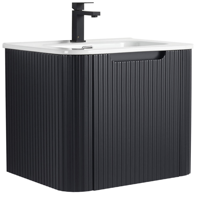 Meuble-lavabo moderne Caskvalley, Noir carbone