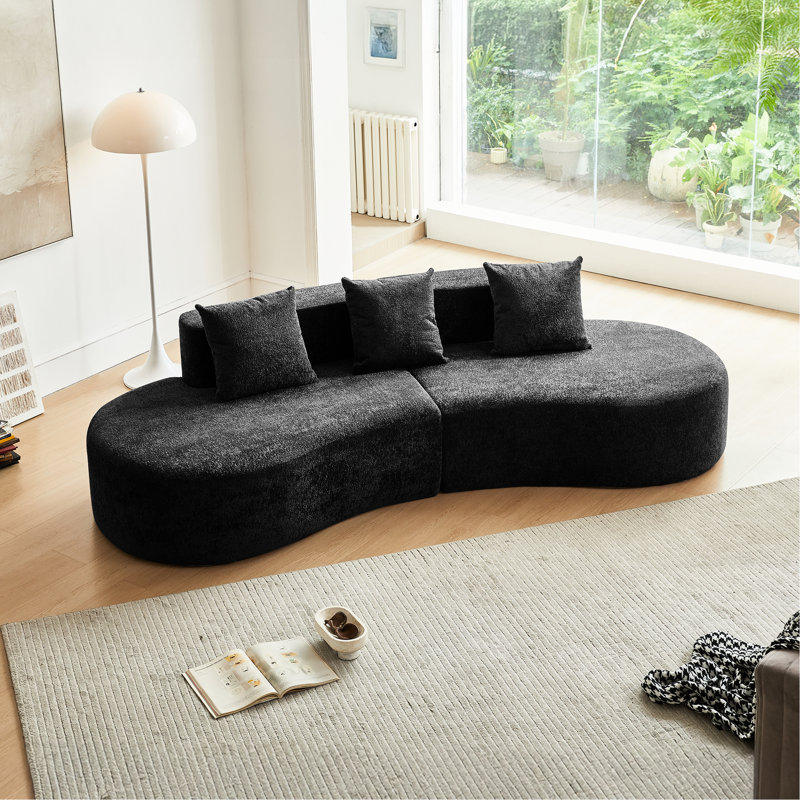 Canapé modulaire incurvé à 5 places Modern, Black