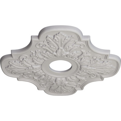 Médaillon de plafond Endalathane Peralta, P 17 3/4 po x P 3 3/4 po x P 1 po (convient aux auvents jusqu'à 4 5/8 po), fini blanc ultra pur peint à la main
