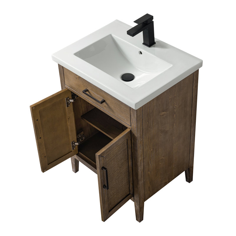 Ensemble de meuble-lavabo simple 24 po Sebastiano, Brun antique