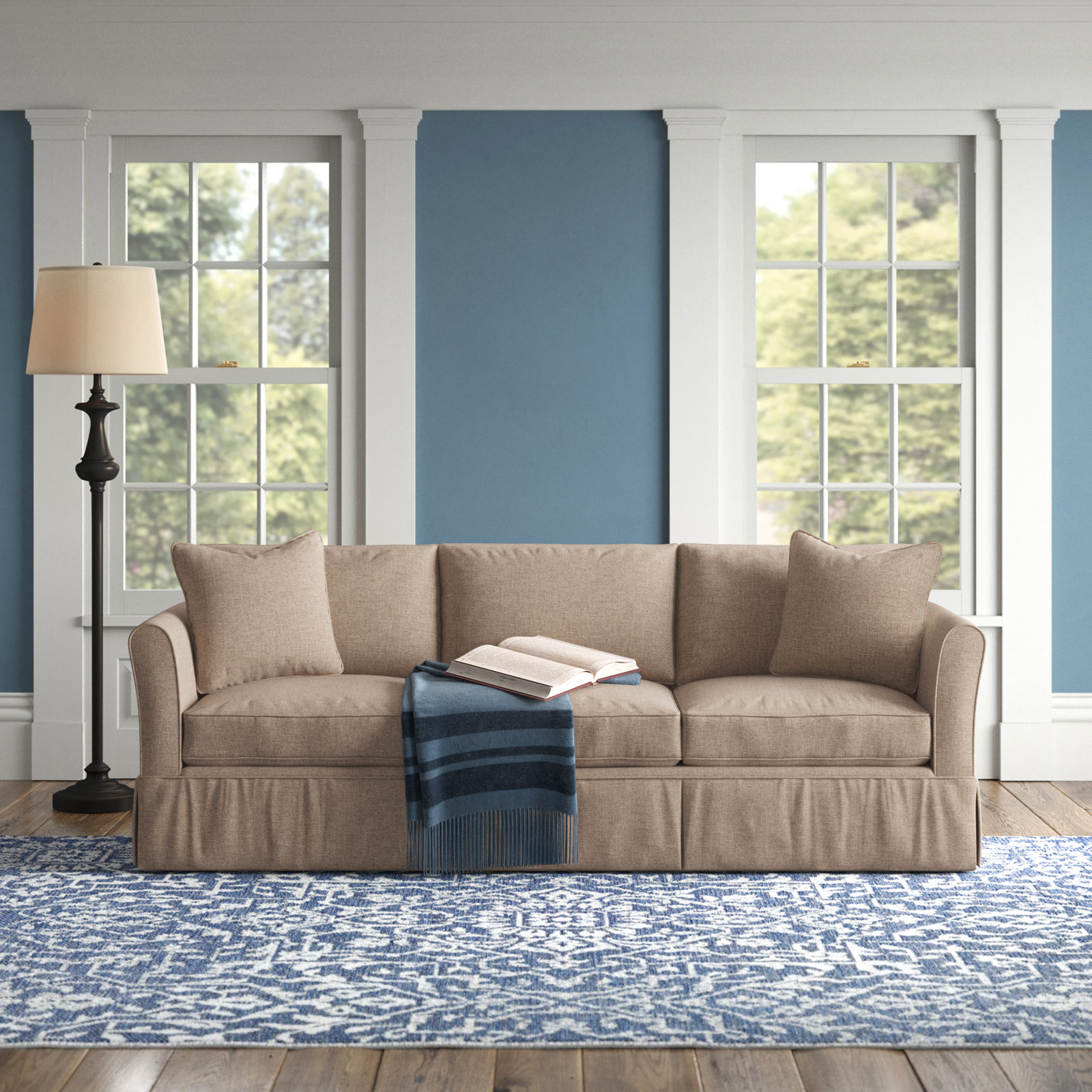 Shelby 82'' Upholstered Sofa, Lena Off White Performance Linen Blend