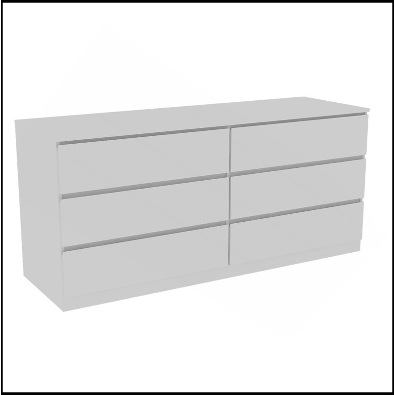 Commode double 6 tiroirs Tronx, chambre à coucher, blanc, Blanc