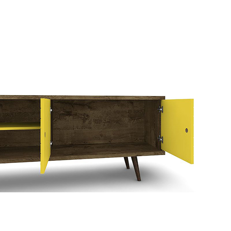 Darryl TV Stand for TVs up to 60", Rustic Brown/Yellow