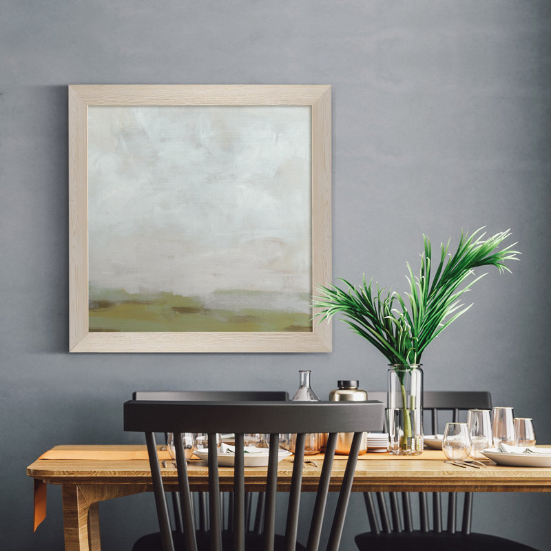 Moss horizon I, reproduction d’art encadrée, H 27,5 po x l 27,5 po x P 1,5 po, Toile avec cadre blanc, Pas de tapis