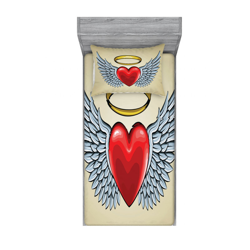 Ensemble de draps Angel Wings, Ensemble de draps pour lit simple avec drap-housse