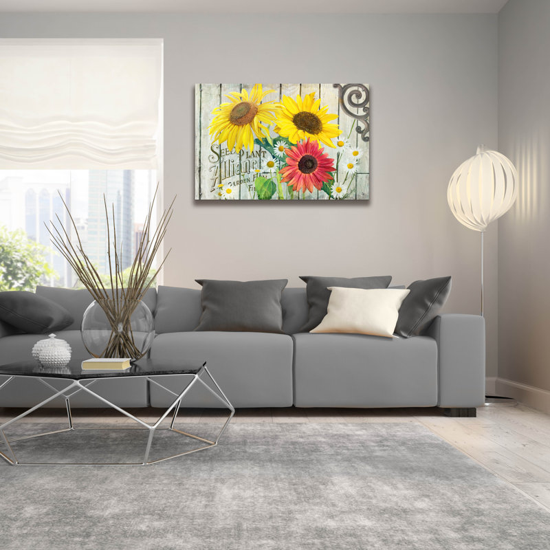 «Farm Seed Sunflowers» par Art Licensing Studio, art mural en verre acrylique, H 24 po x l 36 po x P 0,2 po