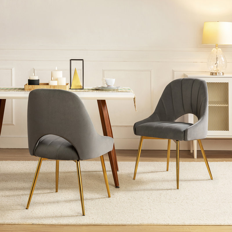 Madelle Velvet Solid Dining Chair Sets, Gray