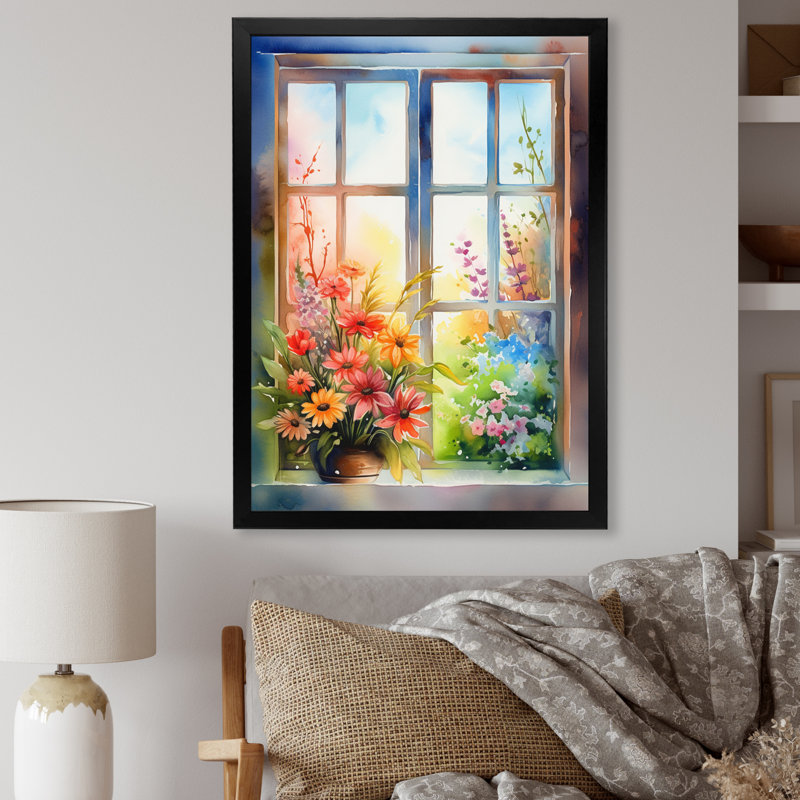 «Nasire Nature's Floral Window Show III», art mural fenêtre, Cadre photo noir, H 20 po x l 12 po