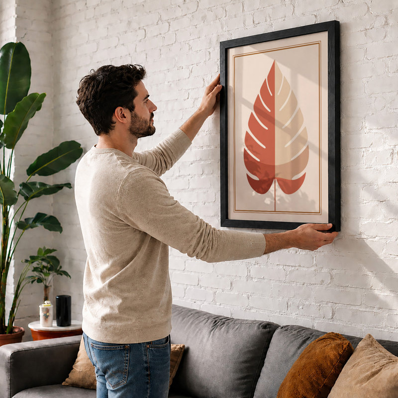 Divided Leaf Study Botanical - Framed Print, A3 - 42.0 x 29.7 cm, Black