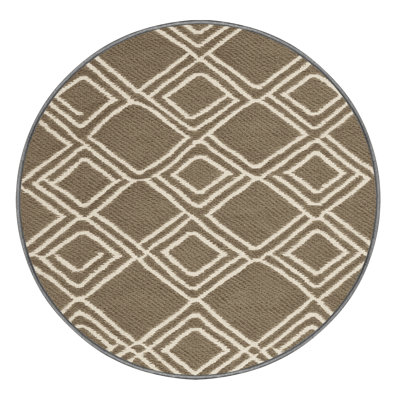Machine Washable Trellis Brown Area Rug