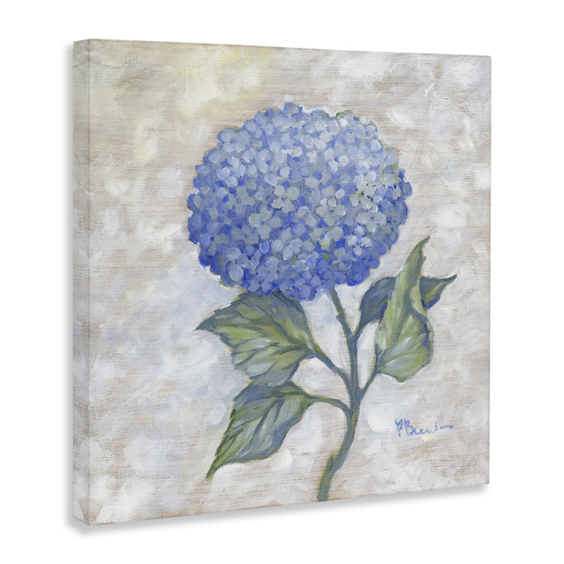 Toile traditionnelle en forme d'hortensia bleu, design par Paul Brent, H 36 po x l 36 po