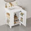Meuble-lavabo classique 24 po avec lavabo en céramique - Structure en bois de pin massif, porte à fermeture en douceur avec tablette à 2 niveaux, espace de rangement latéral ouvert et sous-lavabo, armoire autoportante pour petites salles de bain-1138914548