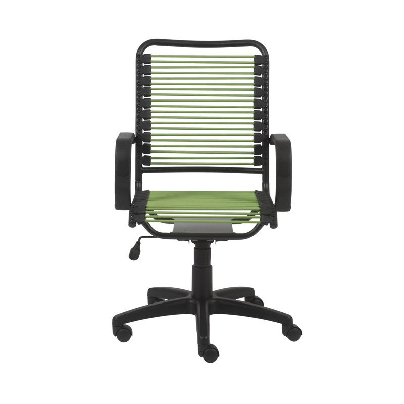 Juyne Steel Bungee Swivel Task Chair with Adjustable Height, Green, Graphite Black