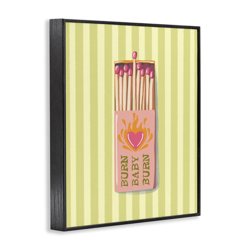«Burn Baby Matches», giclée encadrée, design par Elyse Anastacia, H 14 po x l 11 po, Giclée encadrée noir minuit
