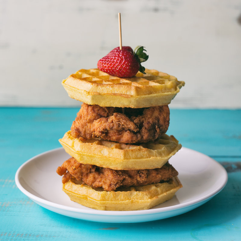 Fried Chicken And Waffles by AimeeLeeStudios - Wrapped Canvas Print, 30cm H x 30cm W