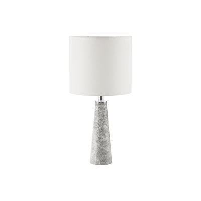 Lampe de table, 56 cm de hauteur, marbre gris, abat-jour blanc, style contemporain