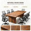 Ensemble de table de conférence en bois massif à bords naturels avec 8 chaises de bureau ergonomiques en maille-494602828-494592873