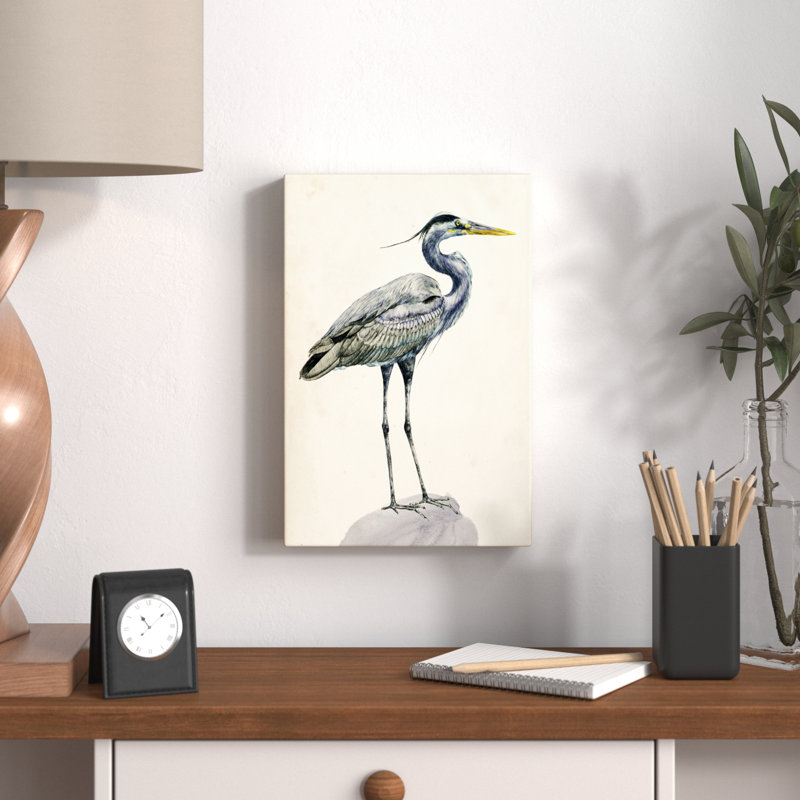 Blue Heron Rendering I by Melissa Wang - Painting Print, 30cm H x 20cm W, Wrapped Canvas