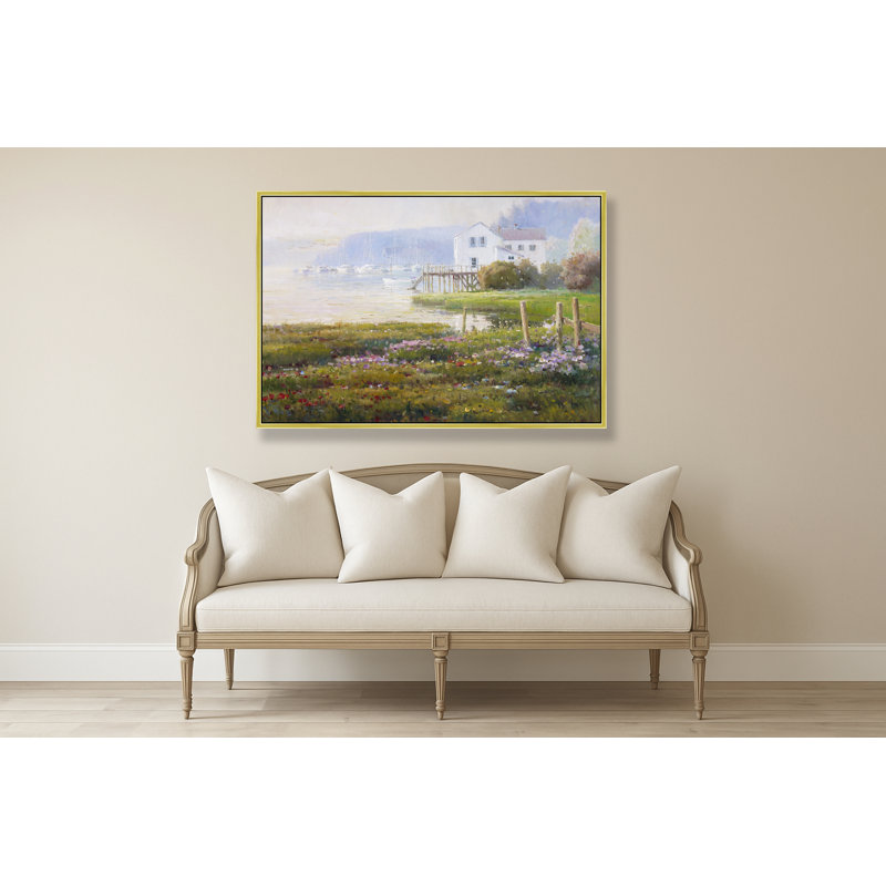 Villa By The Misty Shore Print, 50" H x 74" W, Gold