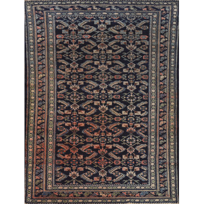 Antique Navy Blue Kazak Vegetable Dye Rug 4x6