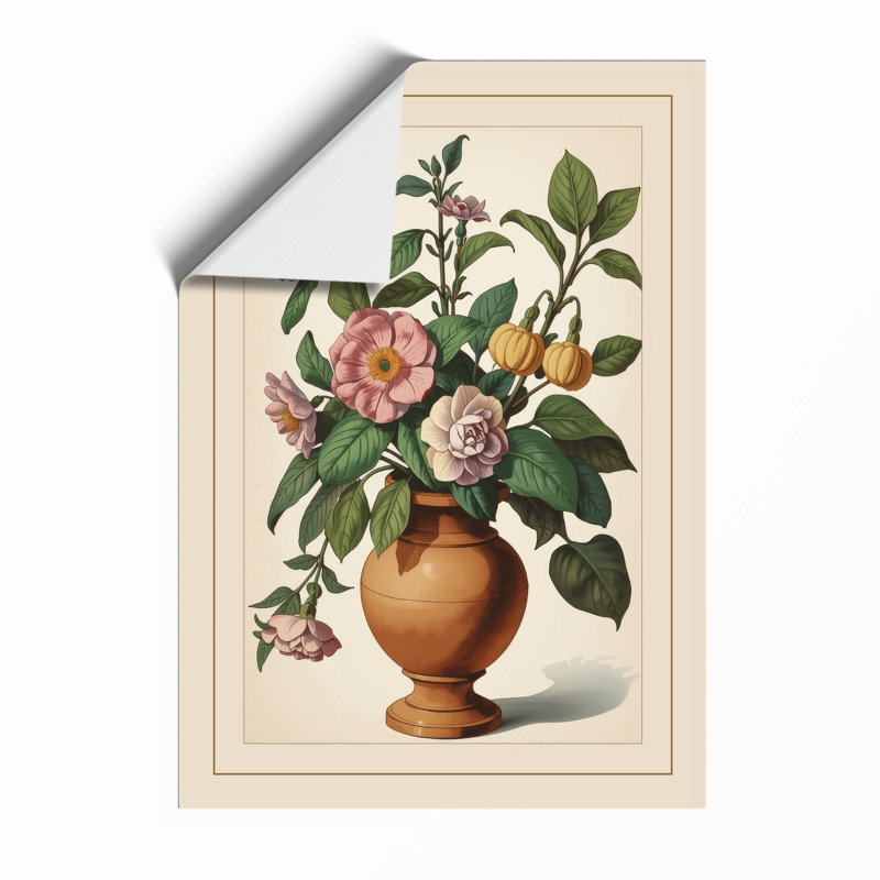 Roses in Terracotta Botanical - Framed Print, Unframed, A2 - 59.4 x 42.0 cm