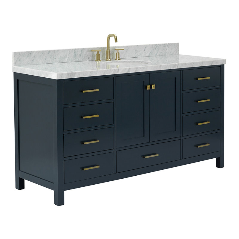 Meuble-lavabo simple 67 po avec dessus Cambridge, Bleu minuit