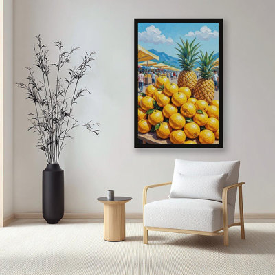 Canvas Wall Art Fiji Fruit Market Wall Art, Bright Pineapple Home Decor-1 Vintage Poster Print Home Decor