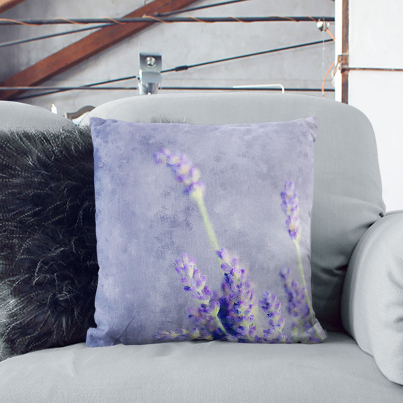 Pretty Lavender Cushion with Filling, Black, 55cm H x 55cm W x 20cm D
