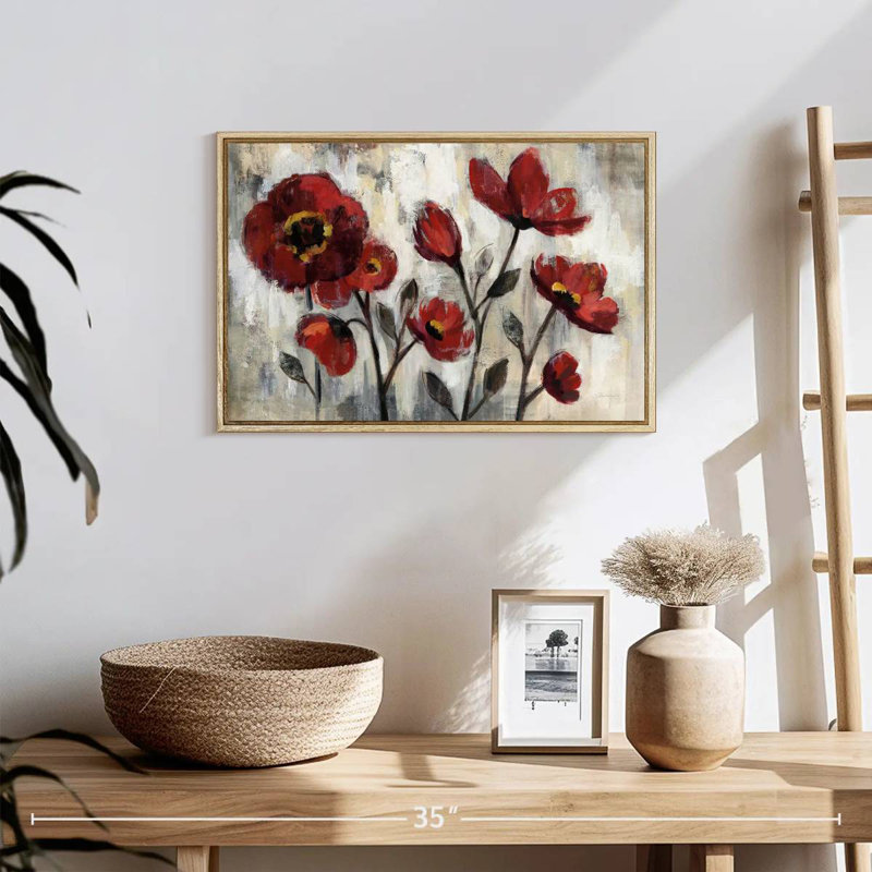 Simplicité florale, 19 po x 13 po, Cadre flottant en bois naturel