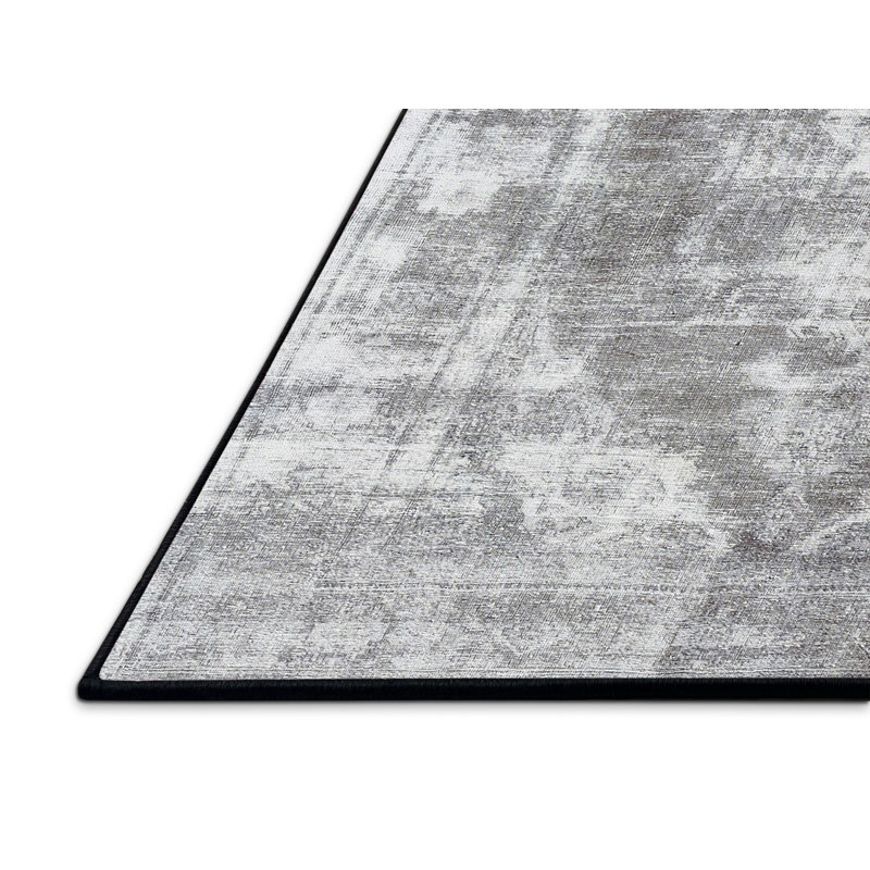 Tapis décoratif gris en laine oriental, Rectangle 5 pi x 7 pi
