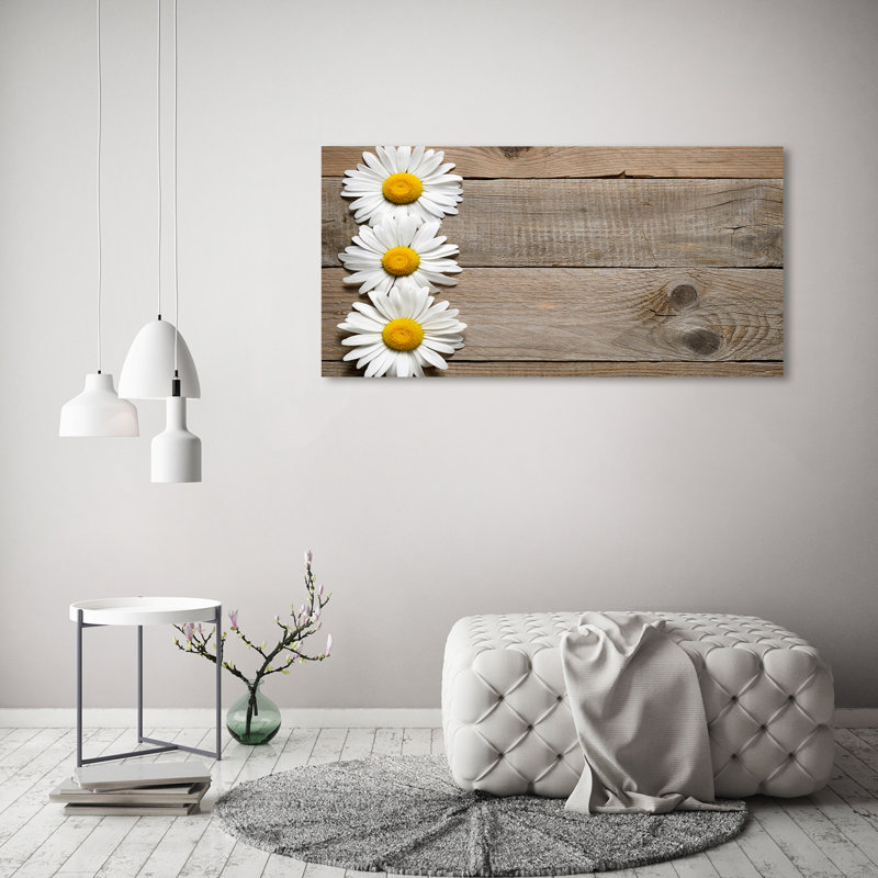 Daisies Wood - Wrapped Canvas Print