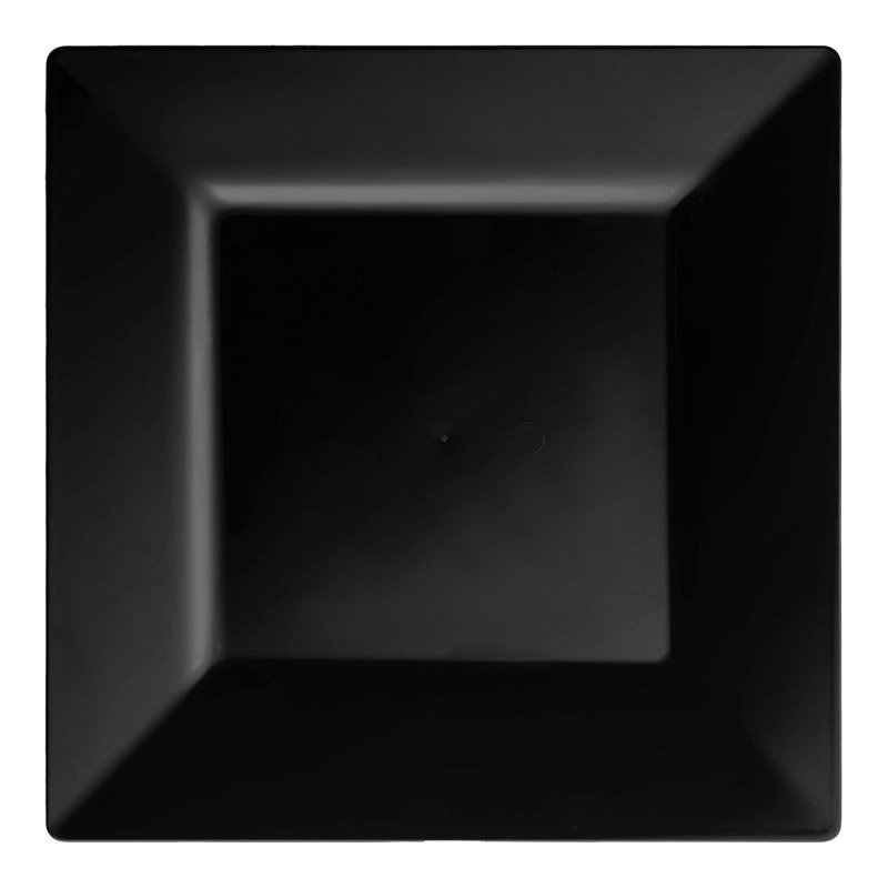 Assiettes à gâteau carrées noires en plastique (6,5 po)