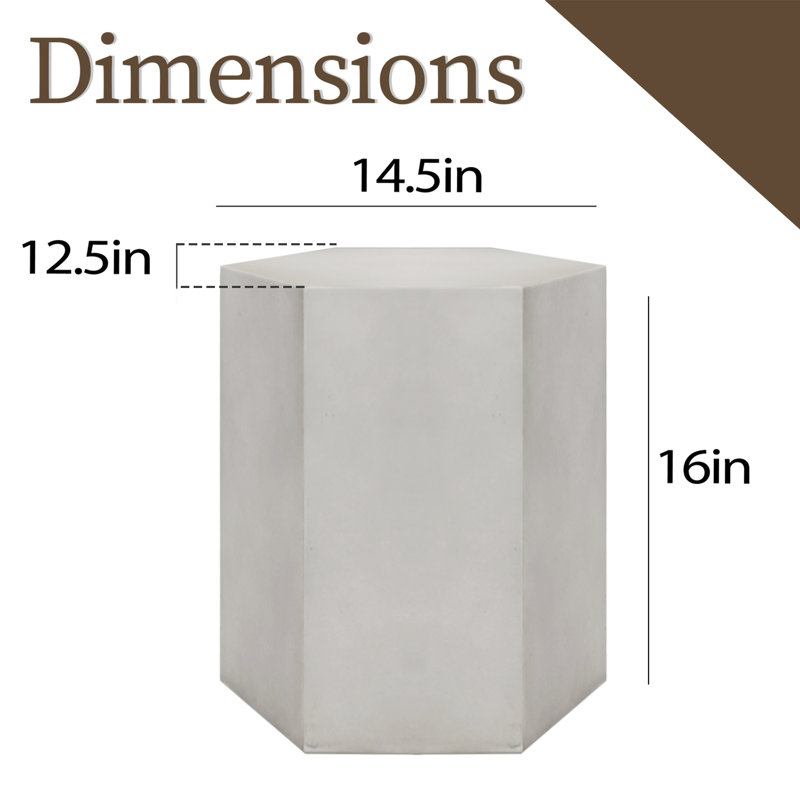 Table d'appoint Felishia, Gris clair, H 16 po x l 14,5 po x P 12,5 po