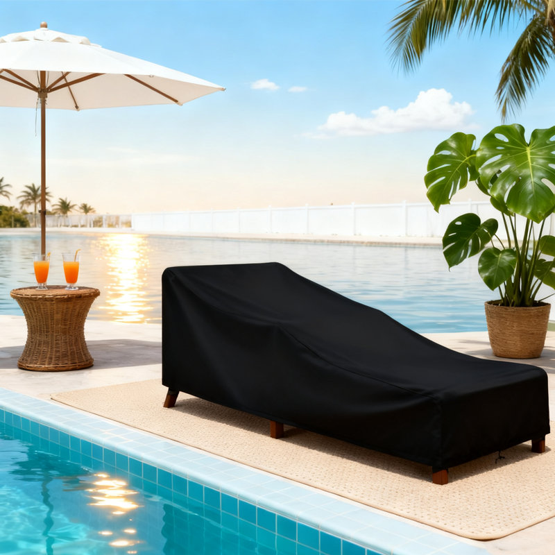 Paquet de 2 housses de chaises longues imperméables 80 x 30 x 26 pouces, en polyester 420D robuste avec sangles coupe-vent pour chaises de patio empilables