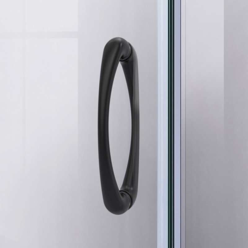 Prime 38" W x 38" D x 74.75" H Round Sliding Shower Enclosure with Base Included, Matte Black, White