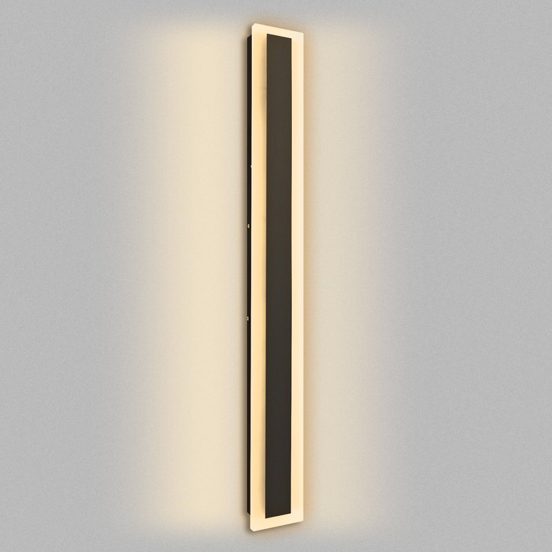 Lumières murales d'extérieur à DEL câblées intégrées en aluminium IP65, Blanc noir, H 43,3 po x l 4,72 po x P 1,8 po, 30