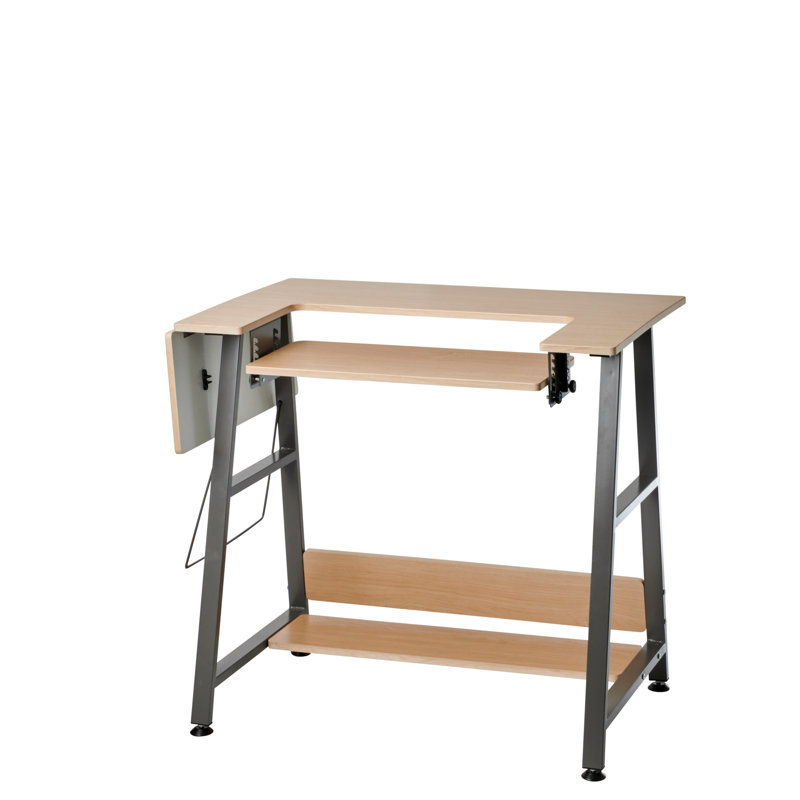 Adelena 115.5cm x 60cm Sewing Table with Sewing Machine Platform, Brown